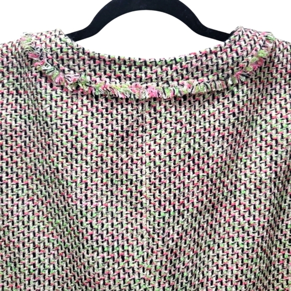 14WP Talbots Tweed Cotton Blend Button Down Blazer Suit Jacket with Fringe Trim - Picture 4 of 7